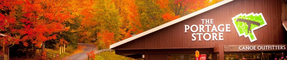 Portage Store in Fall colour background, Algonquin