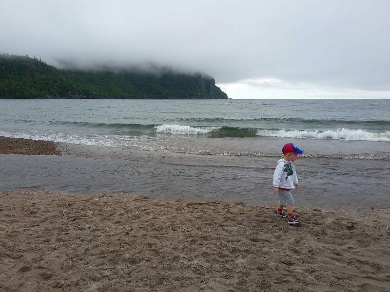 Stormy day at Old Women Bay beach, lake superior provincial park