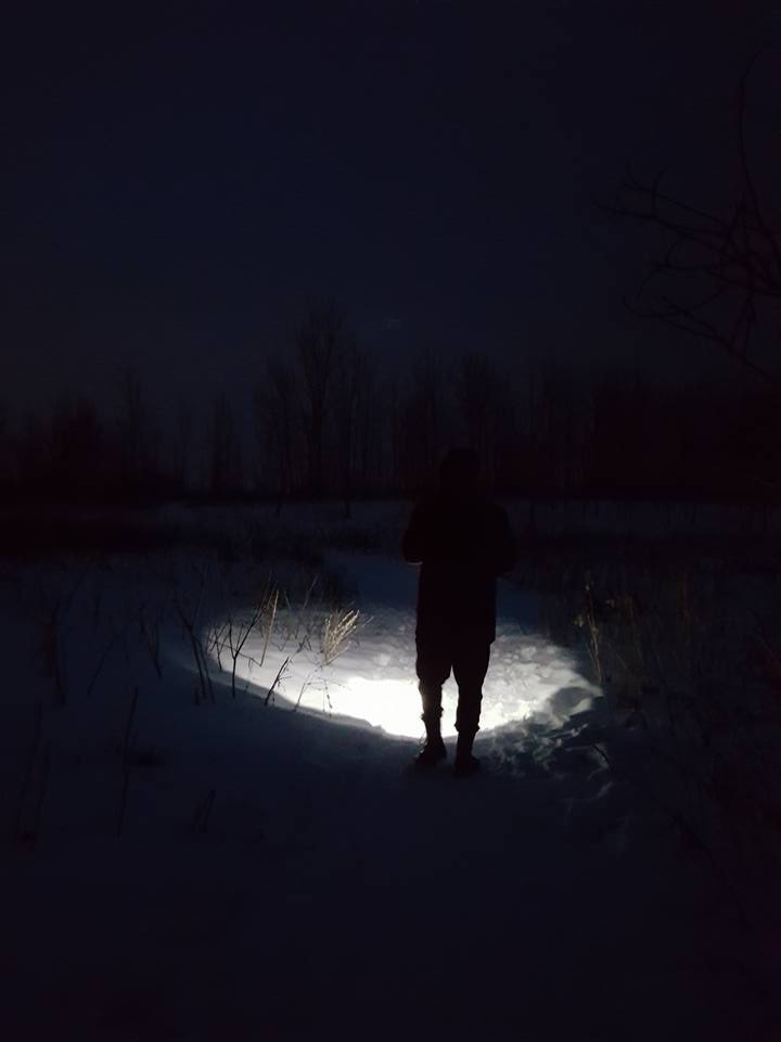 Kettle Lake at night, Forks of the Credit Provincial Park - Winter hiking